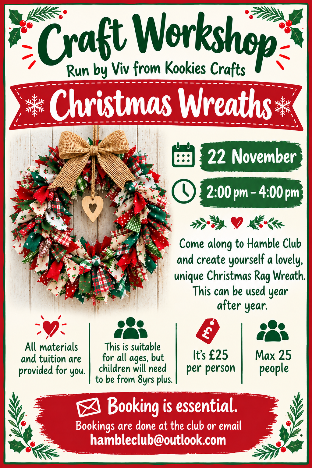 Christmas rag wreath workshop